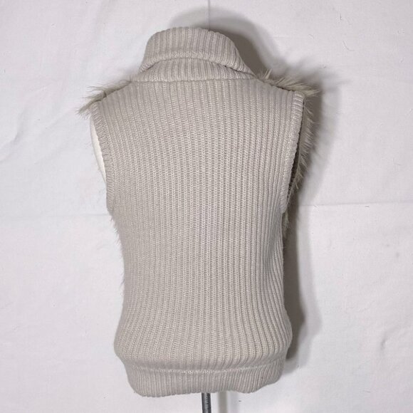 Ann Taylor Faux Fur Cream Knit Merino Wool Modal Cashmere Blend Knit Vest XS - Picture 4 of 11
